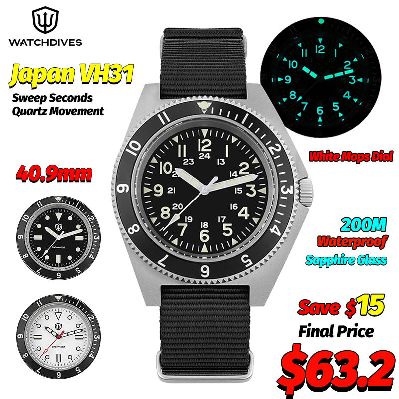 Men Accessories Bracelet - Watchdives WD1972 Kuvars İzle Safir Aydınlık